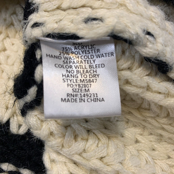 Kori America Sweater Size Medium Slouchy Boxy Ivory Black Striped Balloon Sleeve - Picture 10 of 10